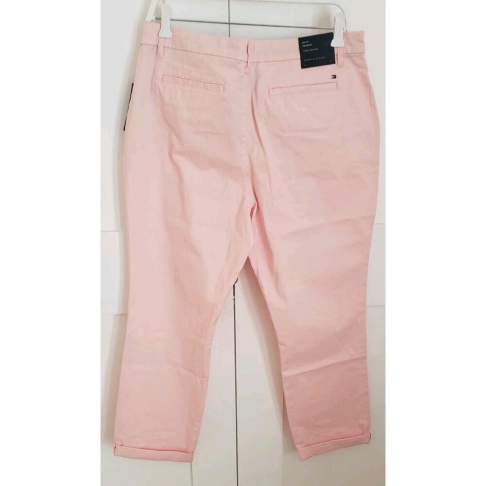 NWT TOMMY HILFIGER CUFFED HAMPTON CHINO STRETCH SLIM PANTS PINK SZ 12 - Picture 4 of 10